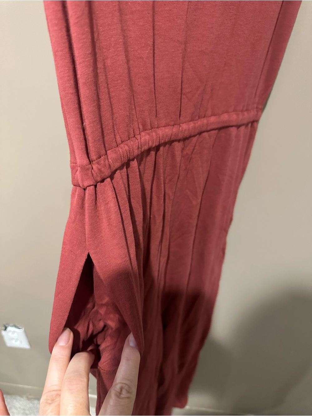 Daily Ritual Sleeveless V-Neck Wide-Leg Jumpsuit in Rust - Picture 3 of 4